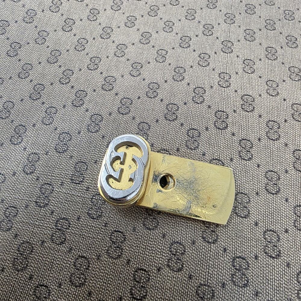 Vintage Gucci Micro GG Crossbody Bag 1970s Tan Canvas Italy Brass Lock Brown - Picture 11 of 16